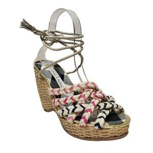 Christian Lacroix Pink and Navy Braided Wedges